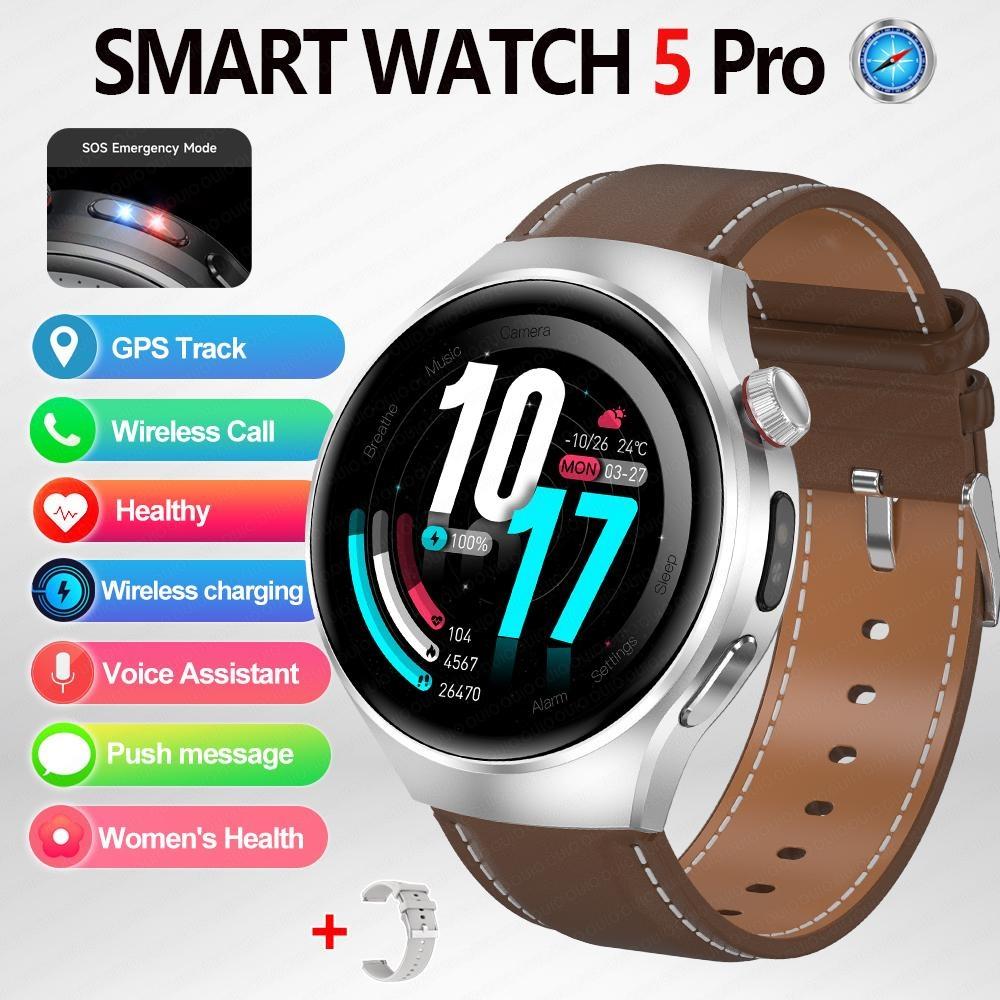 2026 Nuovo Watch5 Pro Smartwatch GPS Schermo AMOLED HD da 1,53 Pollici Bussola Frequenza Cardiaca Impermeabile Modalità Sportive Multiple Chiamata BT Smartwatch
