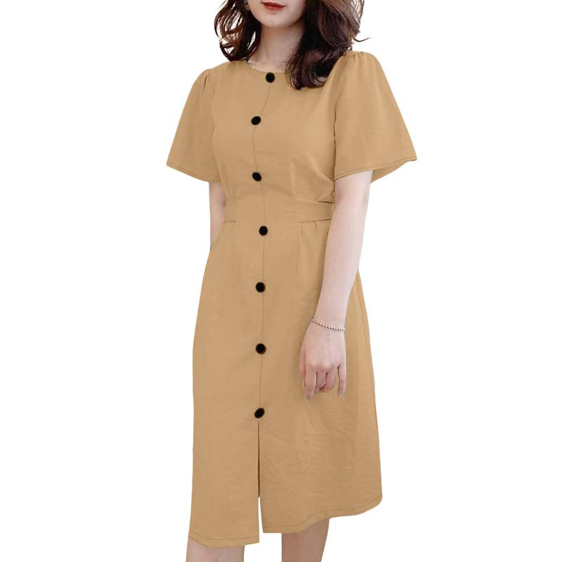 

ZANZEA Женское повседневное летнее платье с круглым вырезом и короткими рукавами свободного кроя 4XL