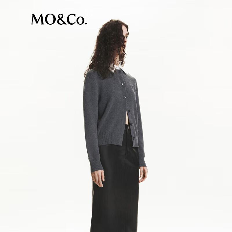 MO&Co. Removable Collar Merino Wool Cashmere Knit Cardigan