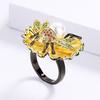 Kreatywny pierścionek dla kobiet mały pierścionek w kształcie pszczoły inkrustowany naturalna biżuteria słodkowodna modny czarny pierścionek biżuteria imprezowa