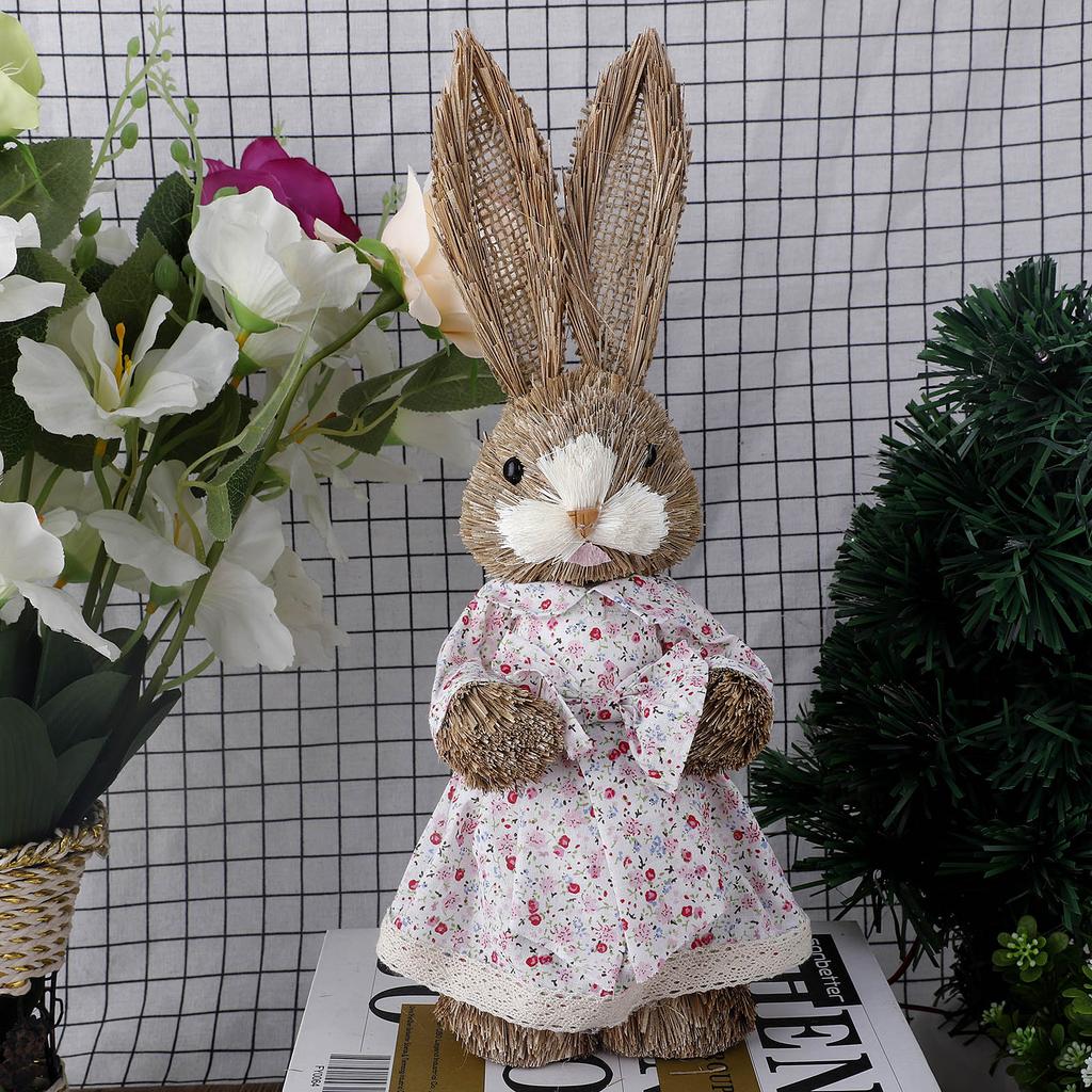 Easter Bunny Decoration Simulation Rabbit Figurine Ornament for Office Kitchen Farmhouse Spring Home Decor Carrot