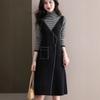 Women's Turtleneck Sweater Dress Autumn and Winter Fake Two-piece Mid-length Knitted Shirt Loose and Fashionable Long-sleeved Pullover