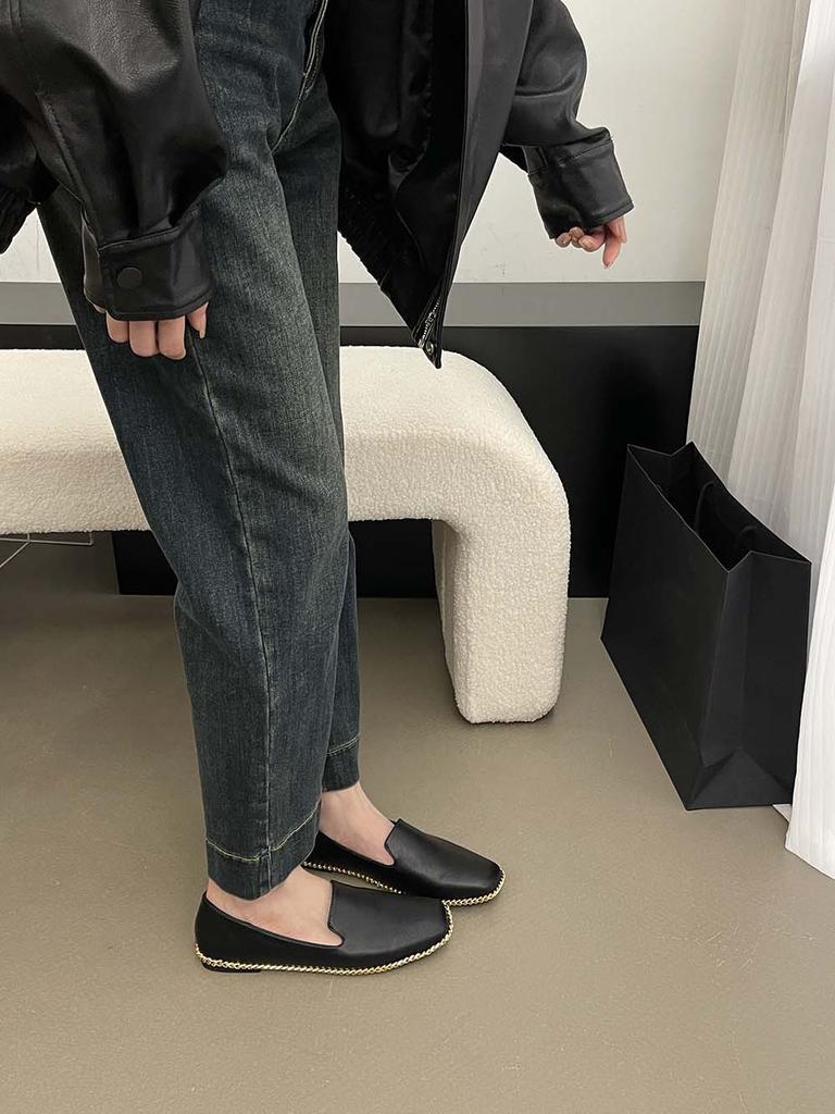 fashion Round Toe Women Loafers Solid Color Dress Shoes Flat Low Heeled 2024 New Arrivals Fashion Dress Shoes Woman Size 35-39 Metal