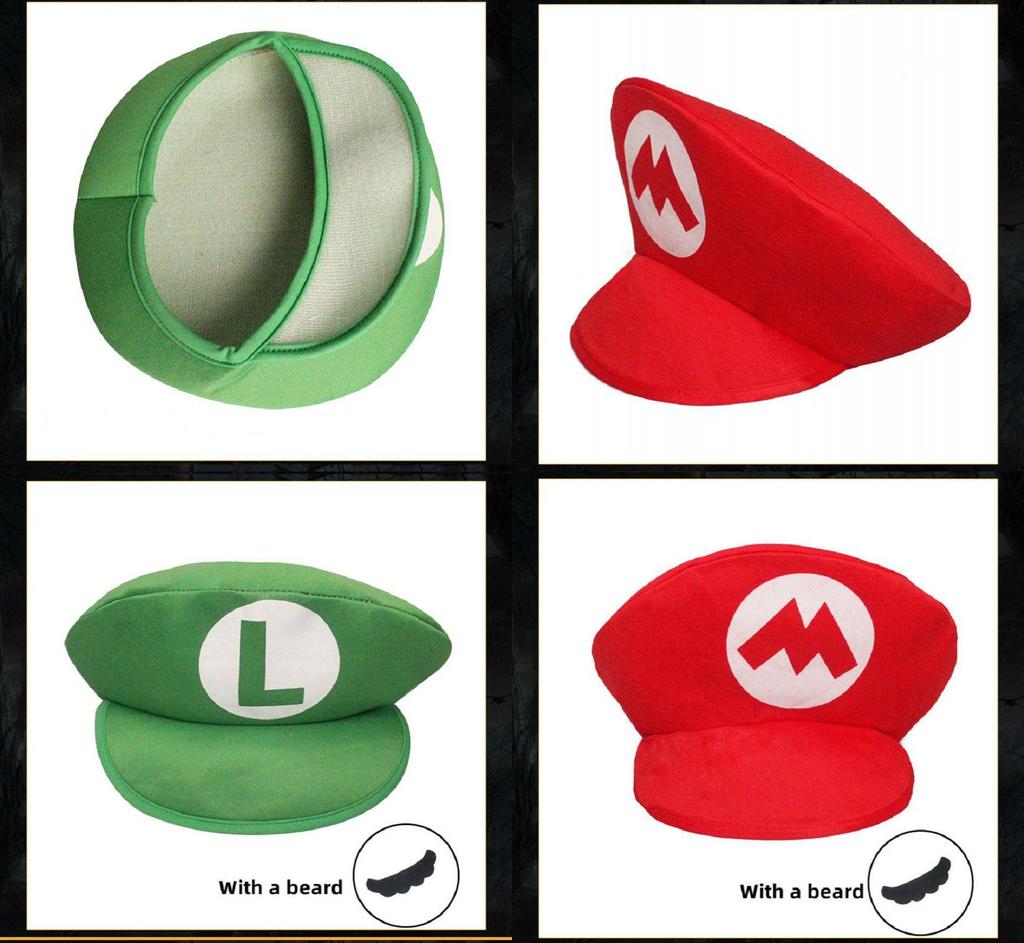 Super Mario Bros Red Green Cosplay Hat Unisex Costume Prop Gift