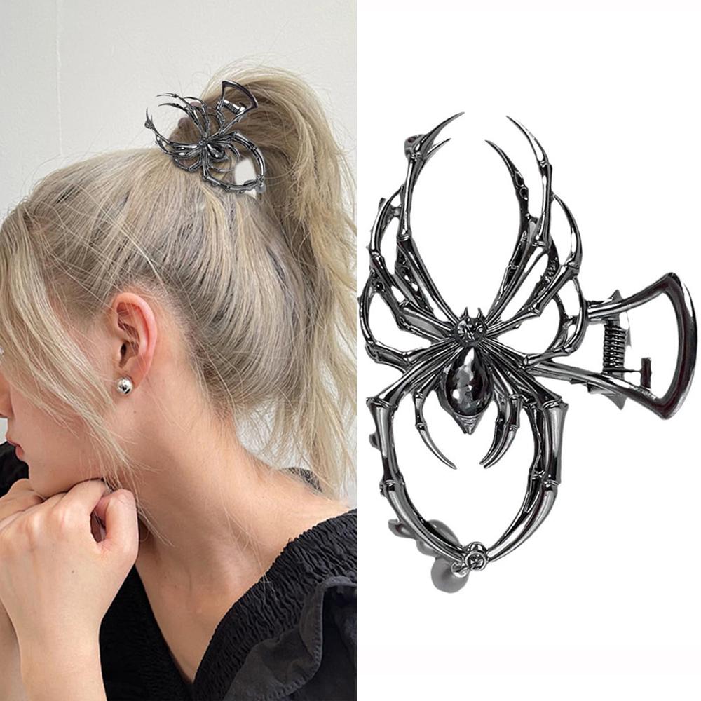 Halloweenské pavoučí spony do vlasů drápové spony-kovové gotické sponky do vlasů ze slitiny neklouzavý teror pavouk Silné držení sponky na čelisti do vlasů PunkCatch sponky