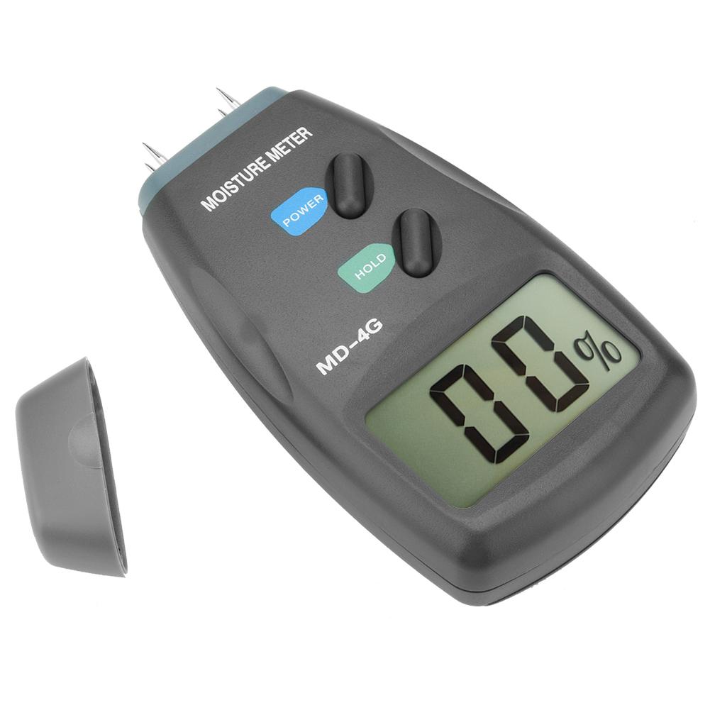 MD4G LCD Digital 4 Pin Holzfeuchtemesser Holz Hygrometer Feuchtigkeitsmesser 5 Prozent 40 Prozent