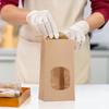 20pcs Bakery Bags with Window Kraft Brown Paper Bags with Window Tin Tie Tab Lock for Bakery Cookie Coffee Bean Party Favor Snack Bread