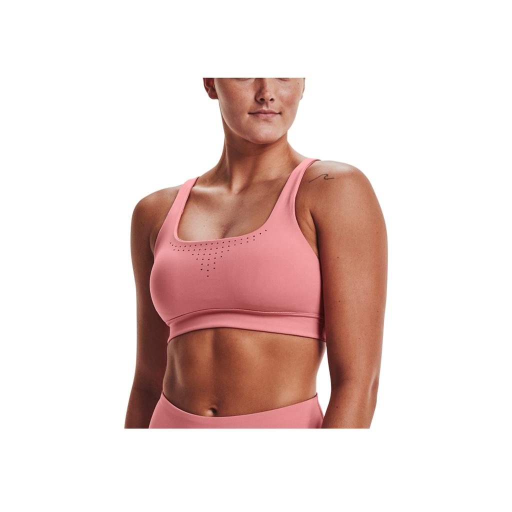 Under Armour Rush Logo Solid Color Training Medium Intensity Sports Tank Top Women Tops Pink 1361028-663
