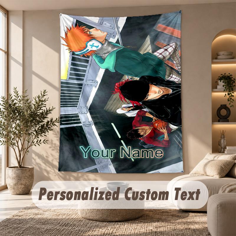 Tapestry Custom Name Text, Wall Hanging Tapestry Home Room DecorBleach anime