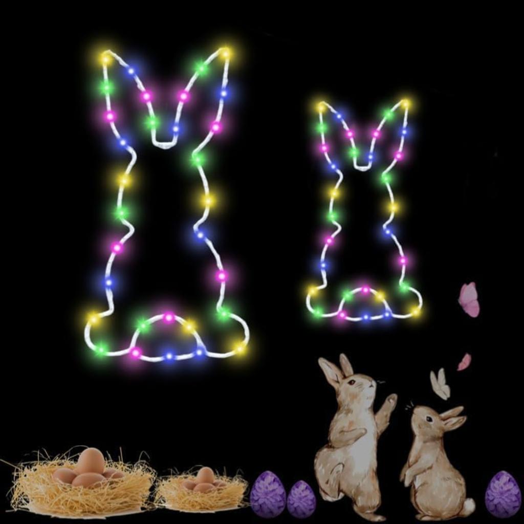 Illuminated Standing Droopy-eared Hanging Lamp, LED Colored Lights To Create An Easter Atmosphere For Indoor Window Decorations.