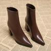 Autumn Winter Fashion Pointed Toe Ankle Boots Women Zippers Thick Heels Shoes Street Style Banquet Party Short Botas Mujer