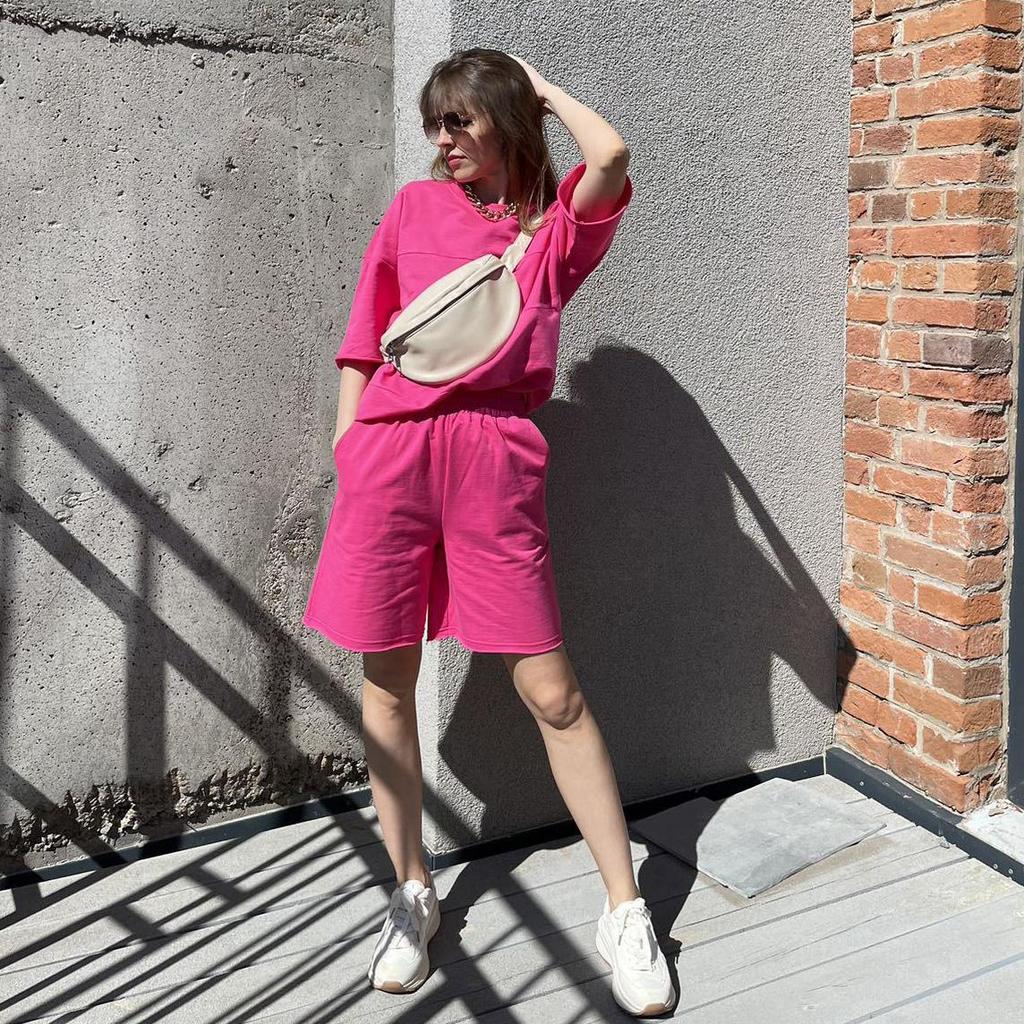 Women's Two-piece Half Sleeve Shirt High Waist Drawstring Shorts Large Size Set Fashion Suits