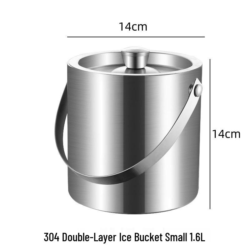 3L Stainless Steel Ice Bucket with Thick Handle, Double-Layer Insulation for Beer, Wine, and More