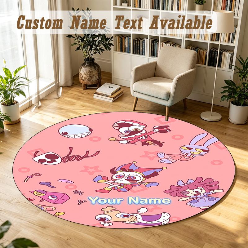 Round Rug Custom NameThe Amazing Digital Circus Pattern Non Slip Carpet Home Floor Decor
