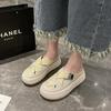 Fashion Loafers Low Female Shoes Womens Slippers Outdoor Slides Cover Toe Fretwork Heels Platform 2025 Rubber Plastic PU Retro Scandals