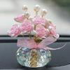 Car Dashboard Decor Ornament,Handcrafted Flocking Rose Flower Ornament,Multifunctional Car Home/Office Ornaments For Car Decor