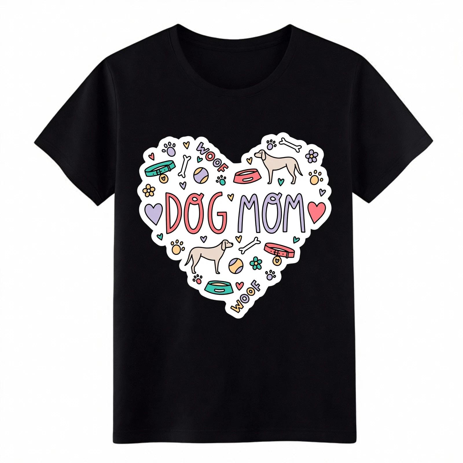 

Cute Dog Mom Heart Graphic T-Shirt,Colorful Dog Lover Tee for Women,Dog Mom Gift S