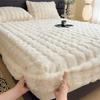 Luxury Faux Rabbit Plush Fitted Sheet with Deep Pocket Winter Thicken Warm Mattress Protector Soft Fluffy Double Mattress Cover