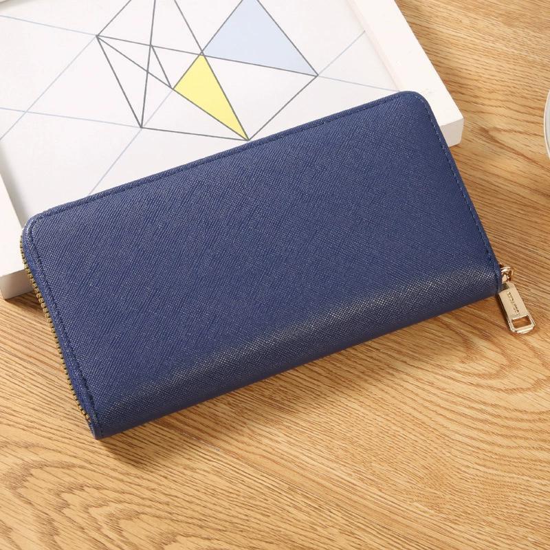 Einfache Leder Damen Geldbörse Herren Lang Reißverschluss Geldklammer Geldbörse Unisex Große Kapazität Kartenhalter Clutch