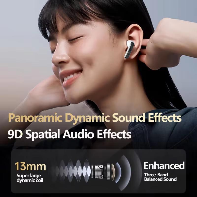 AI Translation Headphones Wireless Bluetooth 5.4 Noise Reduction HD Call Earbuds Office Travel Real Time Translation