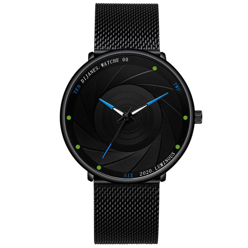 Dijanes Men'S Watch Trend Student Stainless Steel Mesh Strap Quartz Movement Watch