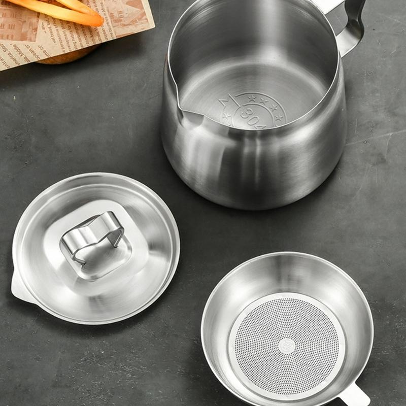 Lebensmittelechte Öl-Abtropfkanne Mit Abnehmbarem Deckel Und Frittierkorb Langlebiges Küchenwerkzeug Für Zuhause Restaurant