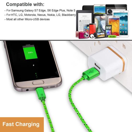 OLAF Universal 1M Nylon Woven Wire Micro USB Phone Charger Sync Data Cable Cord