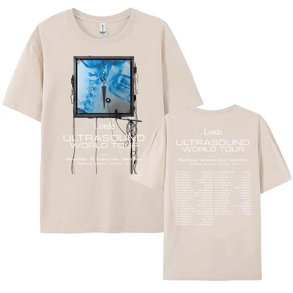 Lorde Ultrasound World Tour 2025 Tshirt Summer Short Sleeve Cotton Tshirts Casual Fashion Oneck Female T Shirt Graphic Clothes