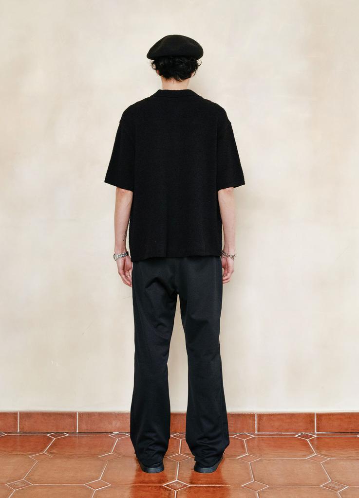 MEN IN JUNGLE Curved Piping Line Bootcut Track Pants - Black
