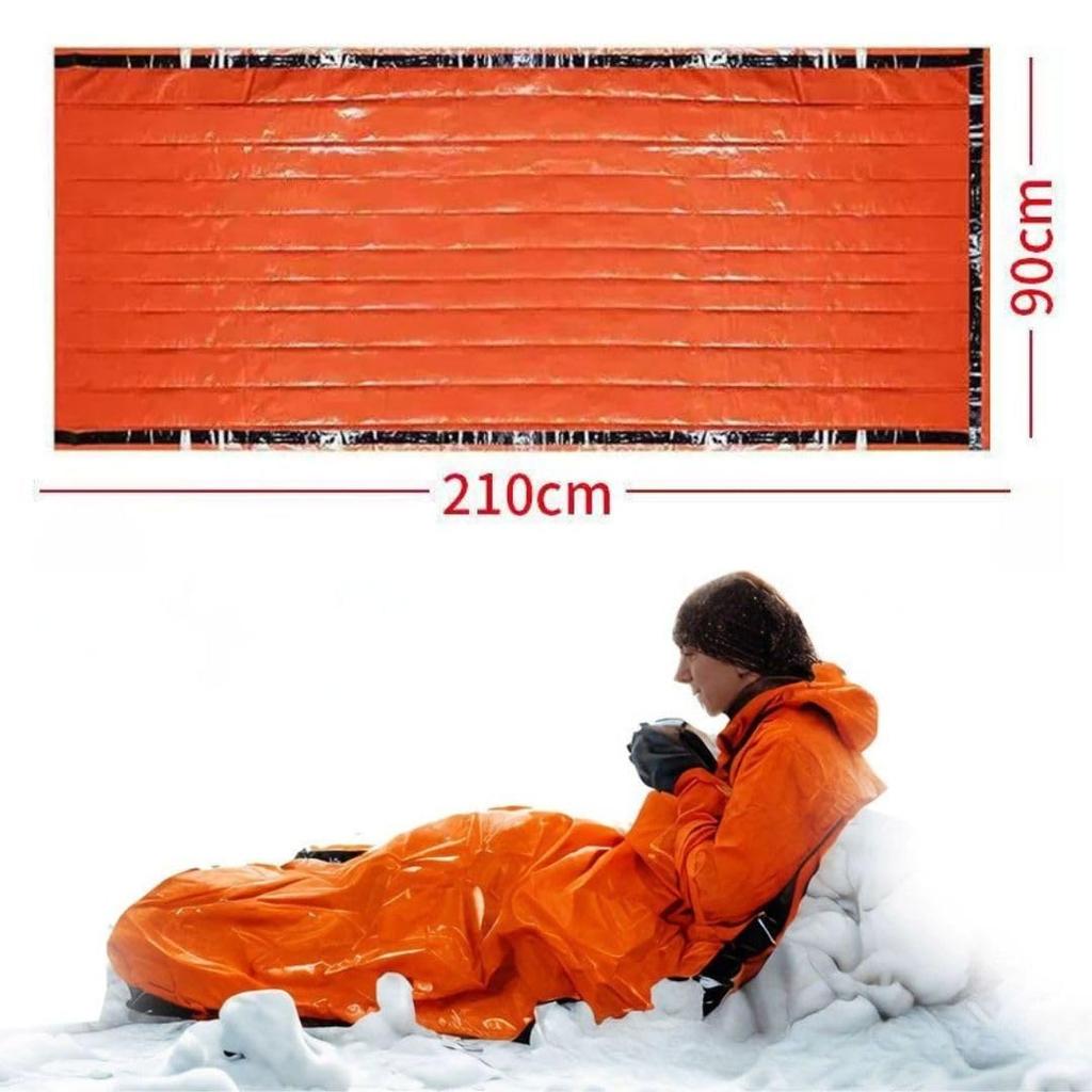 Cobalt Planet Emergency Sleeping Set of with Orange and Green of Orange Bags, 4, Aluminum, Warm, Waterproof, Whistle, Lightweight, 200x90cm, (Set 4, &