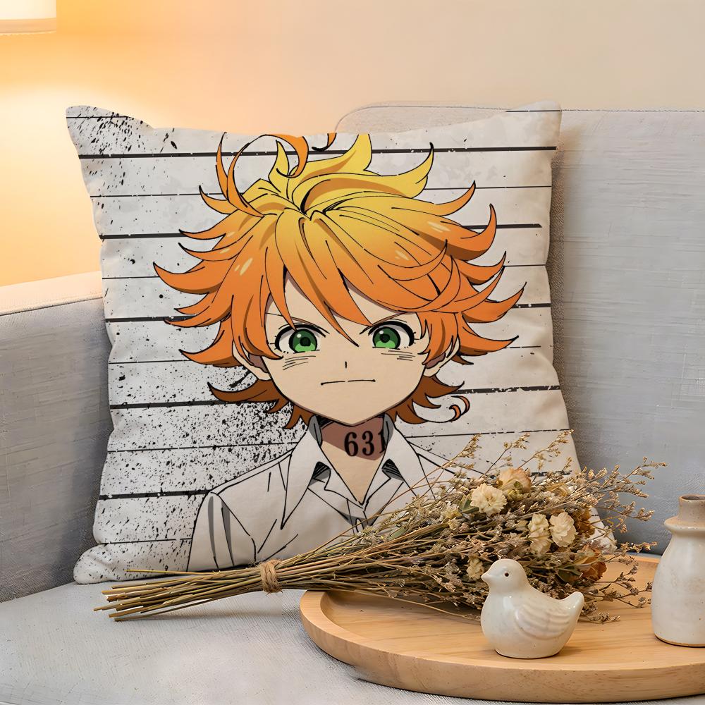 Cushion Cover Linen SkinFriendly Soft Decorative Case For Sofa Home Decor Cute Anime The PPromised Neverland Pillow Cover
