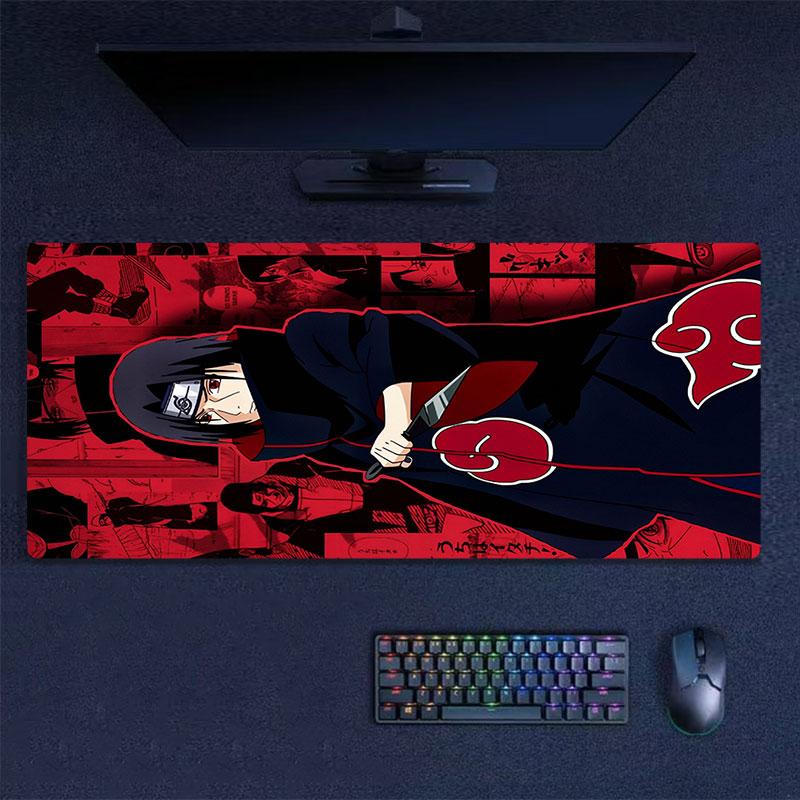 Uchiha Sasuke Mouse Pad, Large Gaming Desk Mat, Non-slip XXL Mousepad for Laptop & Tablet, Mini PC Playmat with Stitched Edges