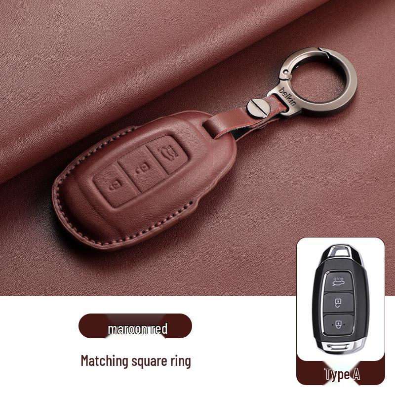Genuine Leather Key Case for Hyundai Ix35, Santa Fe, Fiesta, Ix25, Elantra, Verna, Mistra
