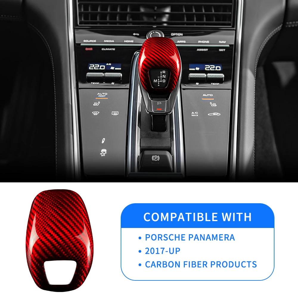 For Porsche Panamera Cayenne 2018 2019 2020 2021 2022 Dry Carbon Fiber Car Gear Shift Knob Trim Cover Accessories