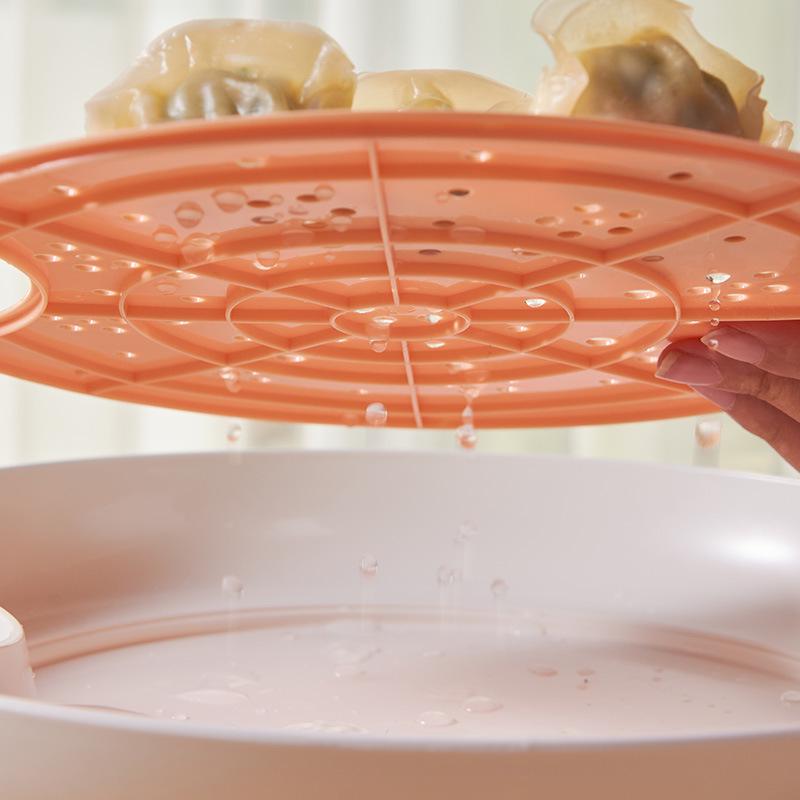 Double Layer Dumpling Drainer Plate with Vinegar Dish for Home & Commercial Use - Stylish Design