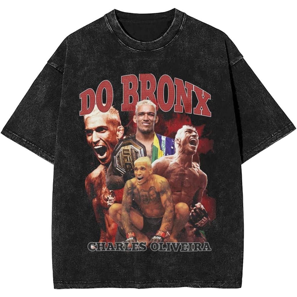 Charles Oliveira Do Bronx Boxing T Shirt Hip Hop Washed Cotton Harajuku T-Shirts Vintage Men Women Streetwear Summer Tee Shirt