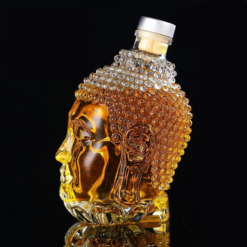 750ML Buddha Head Decanter Lead-Free Crystal Wine Glass Hand-Blown Whiskey Red Wine  Glass Pitcher for Juice Ice Water 701-800ml