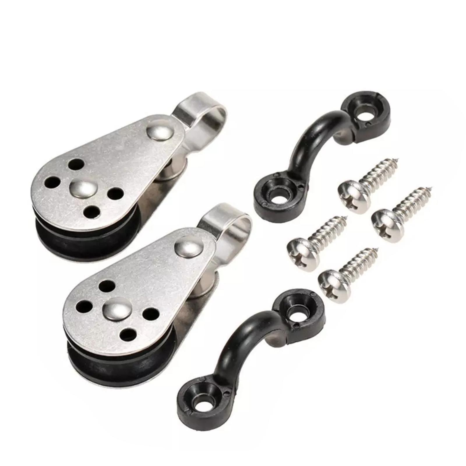 

Kayak Canoe Anchor Trolley Kits Pulley Wheel Small Pulley Block with Nylon Pad Eyes & Screws Easy to Installation