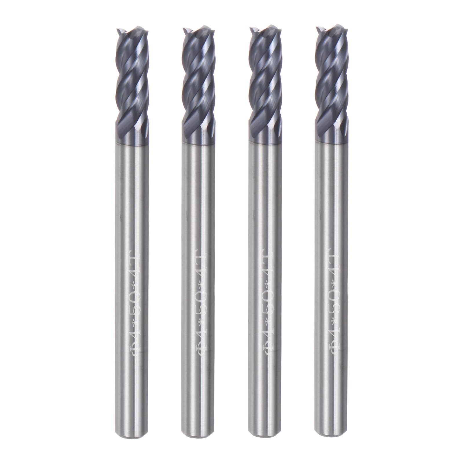 

uxcell Set 4mm Diameter 4mm Shank Square Nose End HRC45 AlTiN CNC Router Bit Cutter Tool for End Black 4-Piece Mill, 4-Flute, Carbide, Coated,