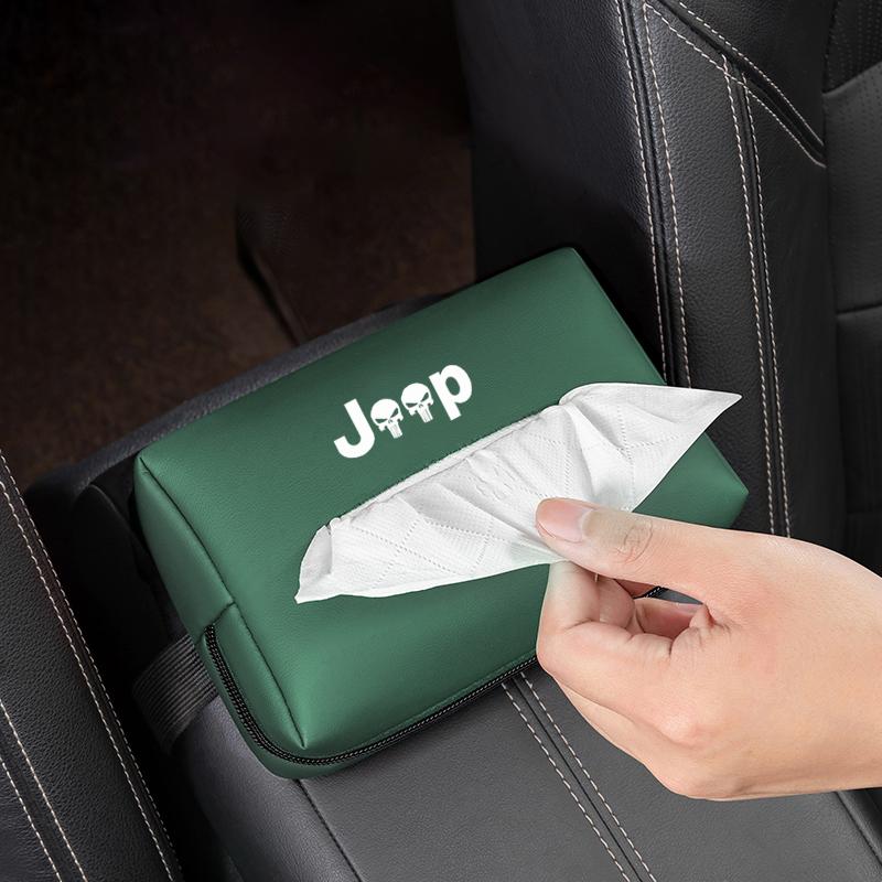 Car Tissue Organizer Bag Paper Towel Storage Box Accessories For Jeep Grand Cherokee Wrangler JK Gladiator Compass Renegade Patr