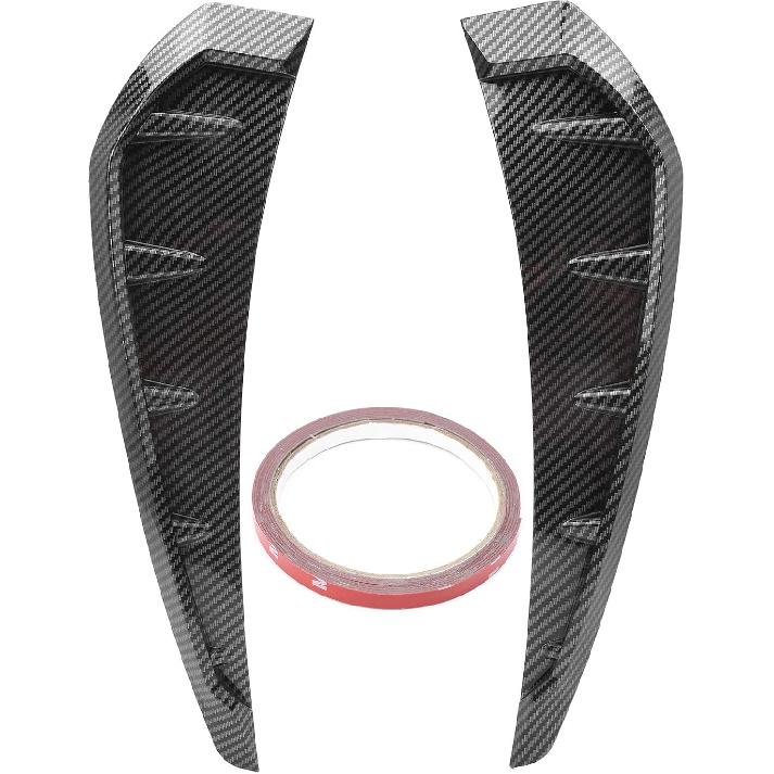 

2Pcs Vent Wing Cover Trim, Black Carbon Pattern, PU Rubber, Universal, 13 4 x 1 Inch
