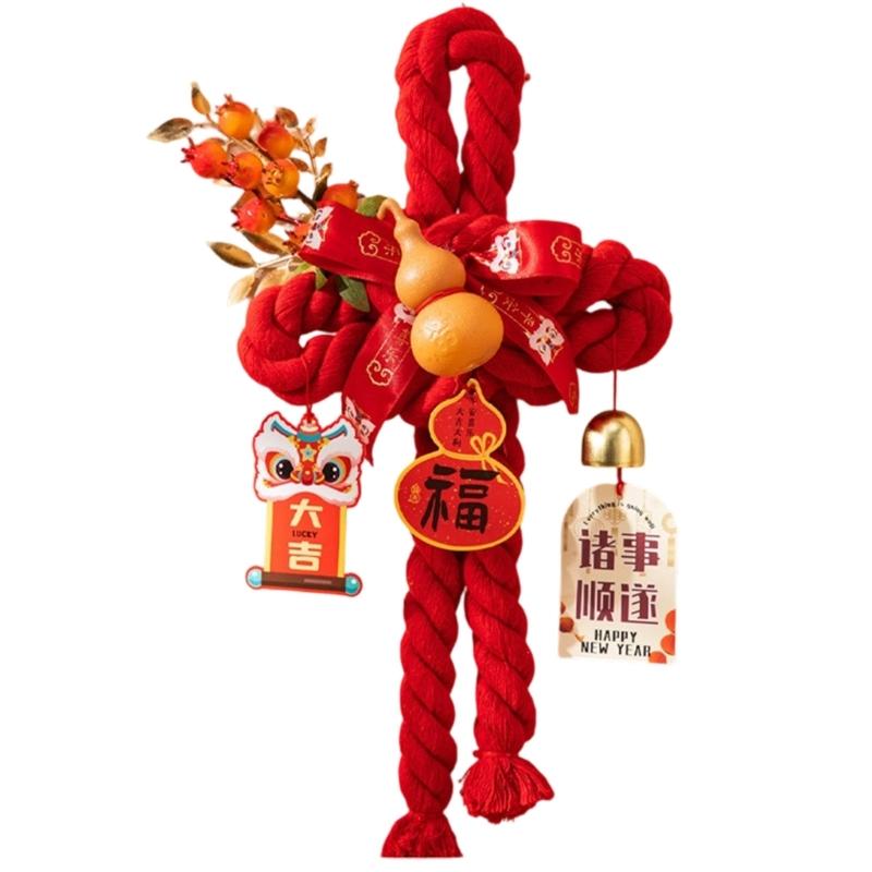 Handcrafted Cotton Thread Auspicious Knot Ornament New Year Pendant for Holiday Parties and Gifting