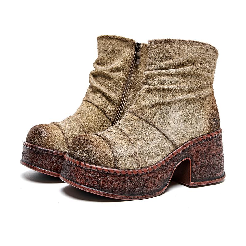 

Модные GKTINOO 2025 Зимние Новые Ботильоны на Толстой Подошве и Платформе на Щиколотке, Боковая Молния, Натуральная Кожа, Короткие Ботинки, Модная Женская Обувь Ручной Работы 40