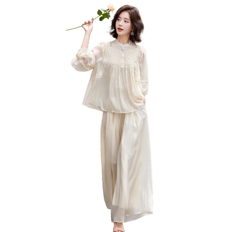 2025 Frühling/Sommer Mode-Set: Leichtes Sonnenshirt, Weitbeinige Hose & Camisole (3-teiliges Set SY2590)