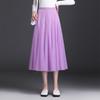Korean High-Waist Mid-Length Tulle A-Line Skirt - Spring/Summer Pleated Mesh Design
