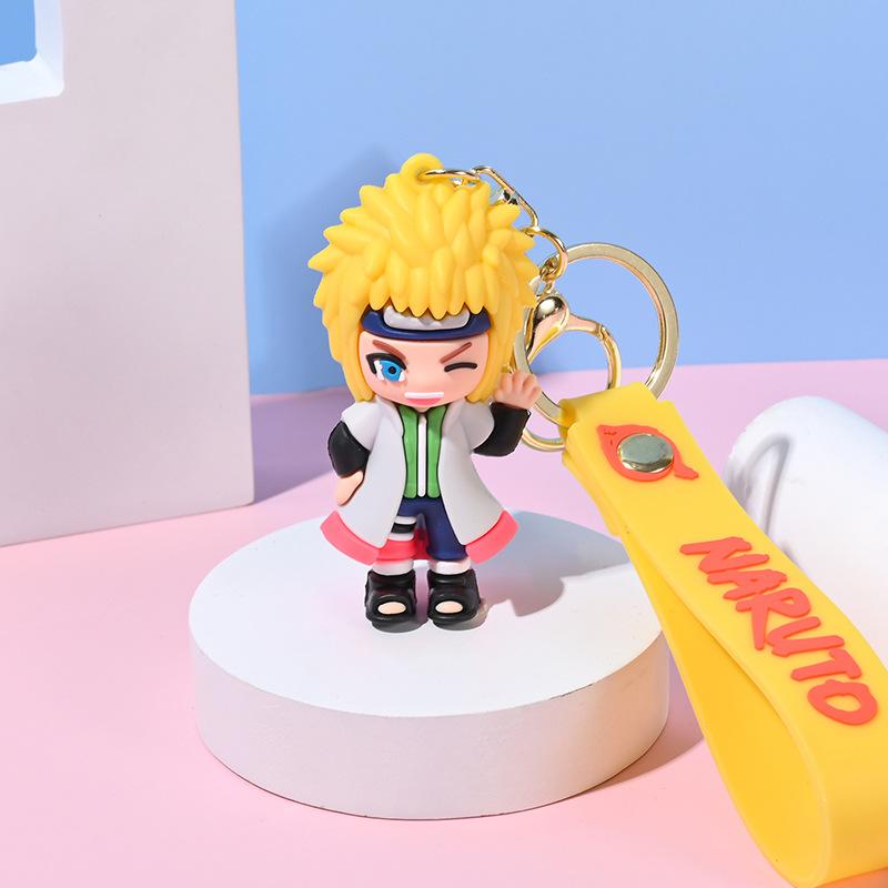 Anime Naruto Keychain Fashion Jewelry Cartoon Character PVC Keychain Uzumaki Kakashi Men and Women Action Character Bag Pendant