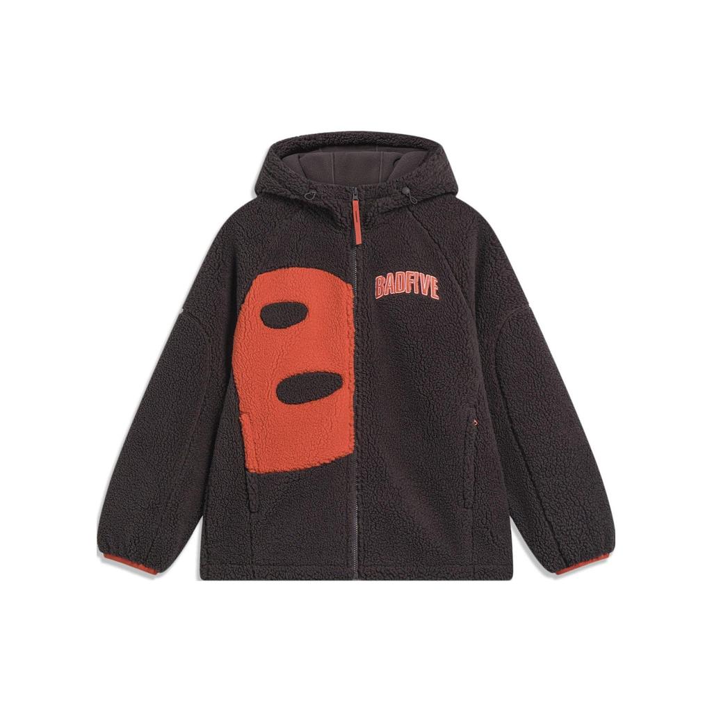 Li Ning Badfive Letter Print Hooded Fleece Jacket Men Jacket AFDT665-3