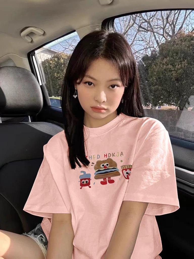 Plus Size Women's Unique Straight Shoulder Short-Sleeve Pure Cotton White T-Shirt - Summer 2025 Collection