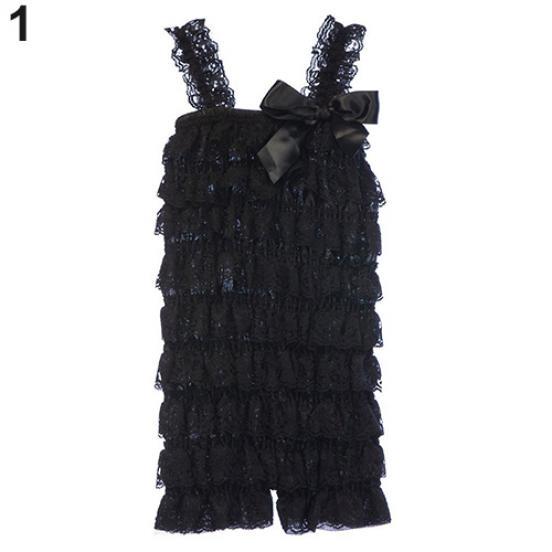 Girls' Lovely Cutie Bowknot Lace Ruffle Petti Toddler Baby Sling Romper Jumpsuit