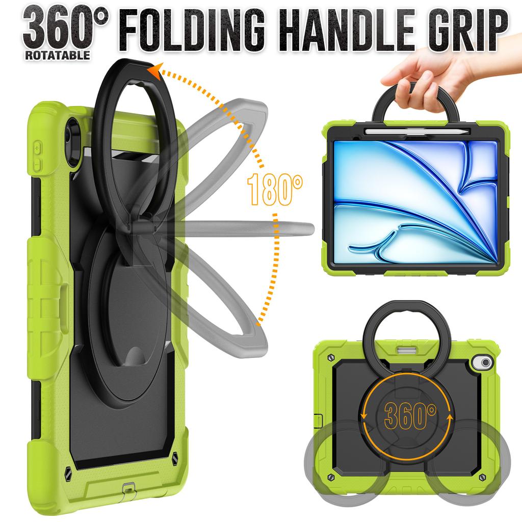 For iPad Air 13 (2025)/(2024) Case PC+Silicone Tablet Cover with Kickstand,Strap